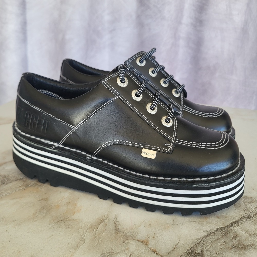 Kickers Platform Sneakers RAGGED PRIEST Black Women's Size 39